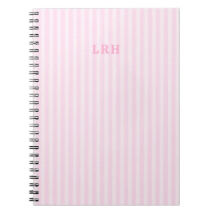 Rosa Streifen Vintage-Design 3 Anfangsbuchstaben M Notizblock