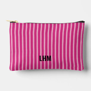 Rosa Streifen Vintage-Design Name Initialen Stylis Zubehörtasche
