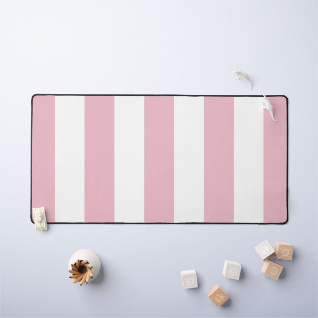 Rosa Streifen, weiße Streifen, gestreiftes Muster Schreibtischunterlage (Kindertisch)