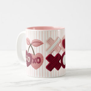 Rosa Streifen XOXO Kirsche Zweifarbige Tasse