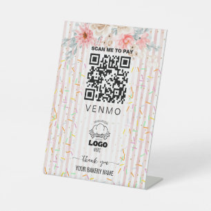 Rosa Streusel-Bäckerei Venmo-Zahlungs-QR-Code Sockelschild