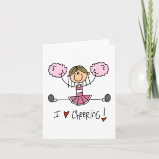 Rosa Strichmännchen Cheerleader T - Shirt und Gesc Karte