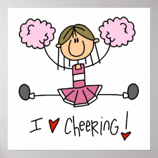 Rosa Strichmännchen Cheerleader T - Shirt und Gesc Poster