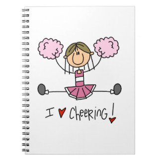 Rosa Strichmännchen-Cheerleader-T - Shirts und Notizblock
