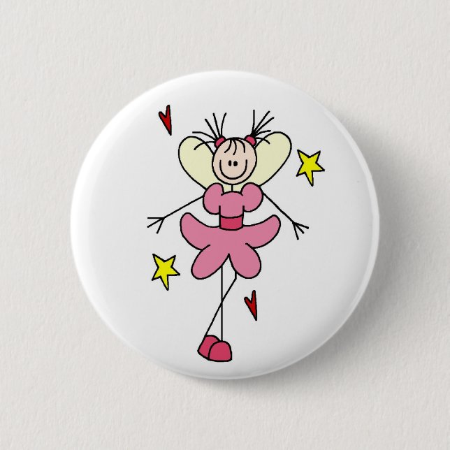 Rosa Strichmännchen-Engels-Knopf Button (Vorderseite)