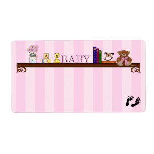 Rosa Stripes Babyparty-Gast-Namen-Umbau