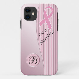 Rosa Stripes Monogramm des Brustkrebs-Überlebend-| Case-Mate iPhone Hülle