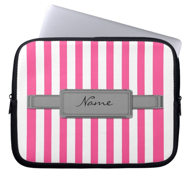 Rosa stripes Neopren-Laptop-Hülse Laptopschutzhülle (Vorderseite)