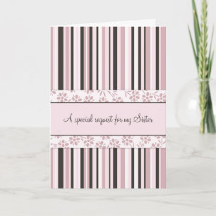 Rosa Stripes Schwester-Trauzeugin-Einladungs-Karte Einladung
