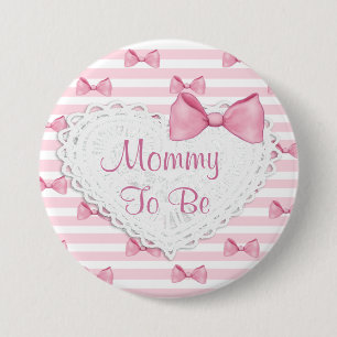 Rosa Stripes Spitze u. beugt Babypartyknopf Button