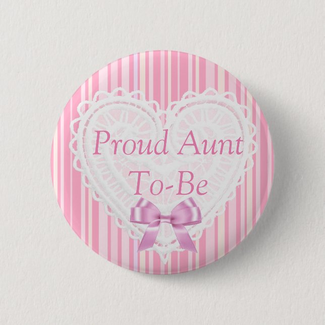 Rosa Stripter Shabby Chic Babyduschtaste Button (Vorderseite)