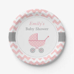 Rosa Stroller-Zickzack Pappteller
