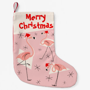 Rosa Strumpf froher Weihnachten Flamingo-Sankt Kleiner Weihnachtsstrumpf