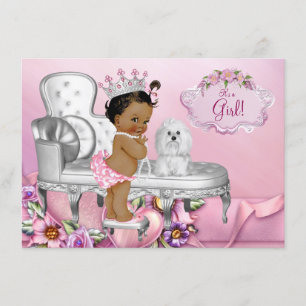 Rosa Stuhl Ethnic Princess Baby Dusche Einladung
