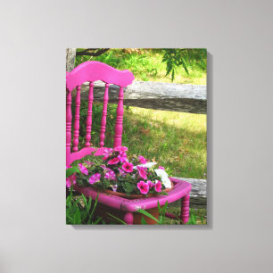 Rosa Stuhl und Blume - Martha's Vineyard Leinwanddruck