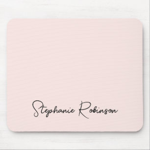 Rosa Stylische Schrift Personalisiertes Monogramm Mousepad