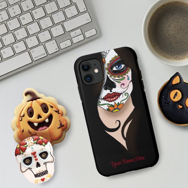 Rosa Sugar Skull Portrait Case-Mate iPhone Hülle (Von Creator hochgeladen)