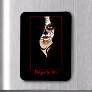 Rosa Sugar Skull Portrait Magnet