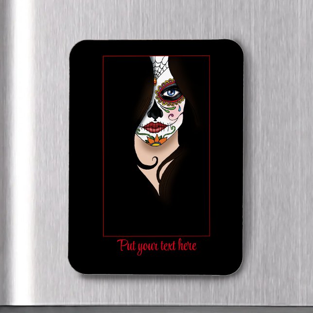 Rosa Sugar Skull Portrait Magnet (Von Creator hochgeladen)