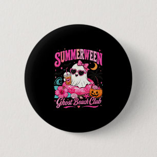 Rosa Summerween süßer Geist tropischer Strandurlau Button