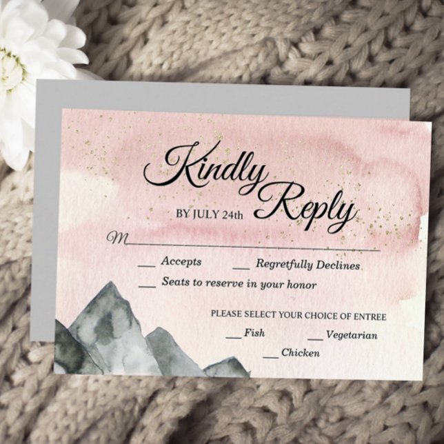Rosa Sunrise Mountain Response Card Wahl RSVP Karte (Von Creator hochgeladen)