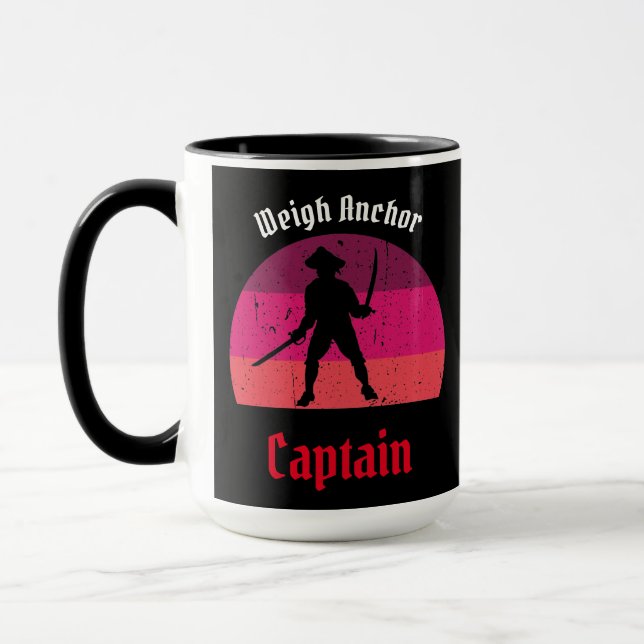 Rosa Sunset Pirate Ship Tasse (Links)
