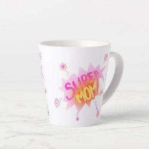 Rosa Super-Mama-Blumen-Comic-Blase zum Muttertag  Milchtasse
