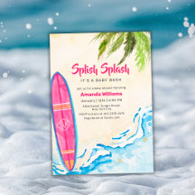 Rosa Surf Plam Baum Strand Baby Shower  