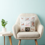 Rosa süß ein ab 1. Geburtstag Multi Foto Kissen<br><div class="desc">niedliches Rosa fürs erste Geburtstag Foto Collage. Modernes Skripttextdesign. Teil einer Sammlung.</div>