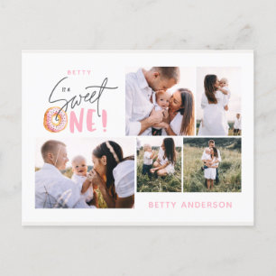 Rosa süß ein Geburtstag Multi Foto Urlaub Feiertagspostkarte