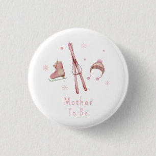 Rosa süße Après Bébé Ski Mother To Be Baby Shower Button
