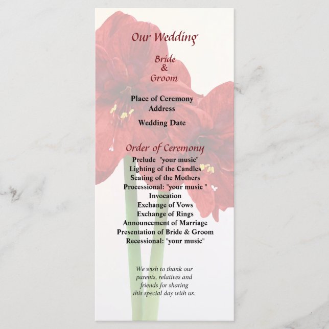 Rosa Süße Erbse Herz Hochzeitsprogramm Programm (Vorderseite)