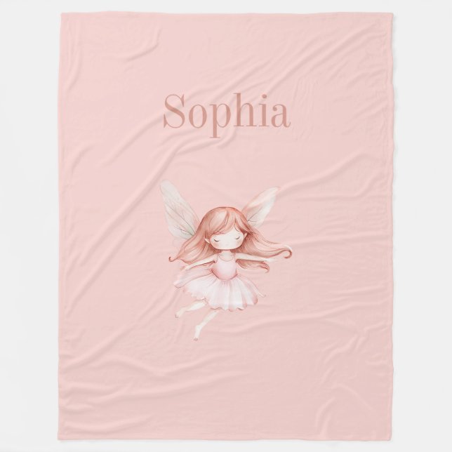Rosa süße Feenflügel Kleid Fleecedecke (Vorderseite)