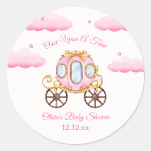 Rosa süße Feenprinzessin Kutsche Baby Shower Runder Aufkleber