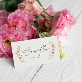 Rosa süße florale Baby Shower gefaltete Platzkarte