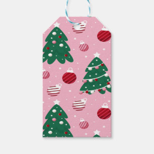 Rosa süße Grünpflanzen Weihnachtsbaum Urlaub Geschenkanhänger
