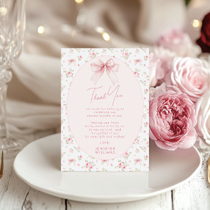 Rosa süße kokette Schleife Blumen Baby Mädchen Sho Dankeskarte