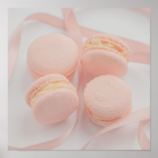 Rosa süße Macarons Küchenposter | Macarons Poster (Vorne)