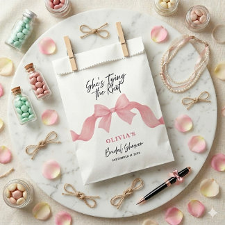 Rosa süße Schleife Sie heiratet Brautparty Geschenktütchen