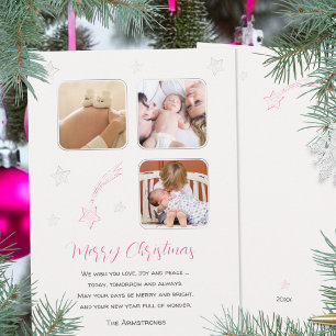 Rosa süße skizzierte Stern Baby erstes Weihnachten