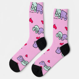 Rosa süße Socken mit Girlie und ihrem Frosch