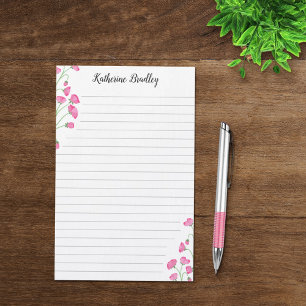 Rosa Süßerbse Blumen Namen Liniiert Briefpapier