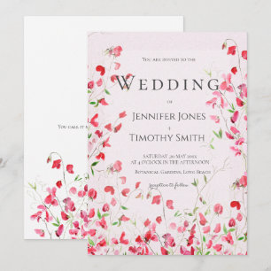 Rosa Süßerbsen Aquarell 2 Einladung zur Hochzeit