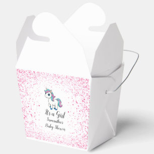 Rosa süßes Wasserfarbe-Einhorn-Baby-Party Geschenkschachtel