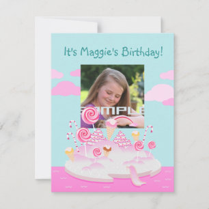 Rosa Süßigkeiten zum Geburtstag Einladung