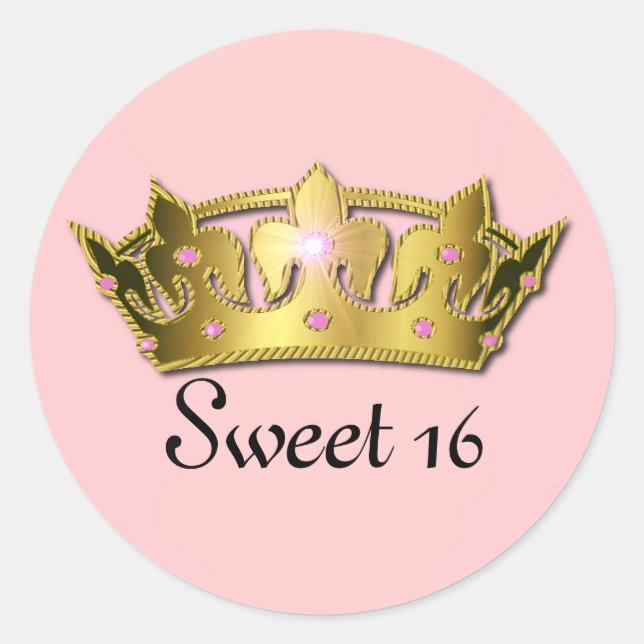 Rosa Sweet 16 Crown Sticker (Vorderseite)