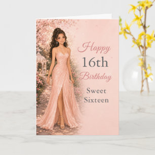Rosa Sweet 16 Geburtstags-Gartenparty Karte