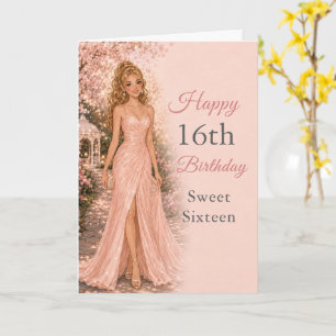 Rosa Sweet 16 Geburtstags-Gartenparty Karte