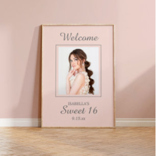 Rosa Sweet 16 Willkommensname Foto  Poster