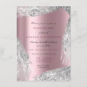 Rosa Sweet 16th Braut Silber Grau Rose Mauve Einladung